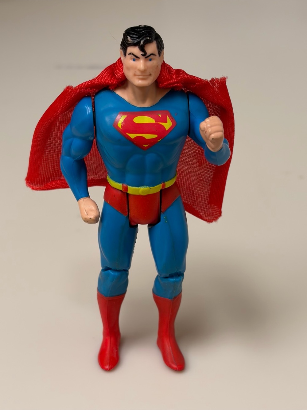 Vintage 1984 Kenner DC Super Powers Superman Punching Action Figure With Cape
